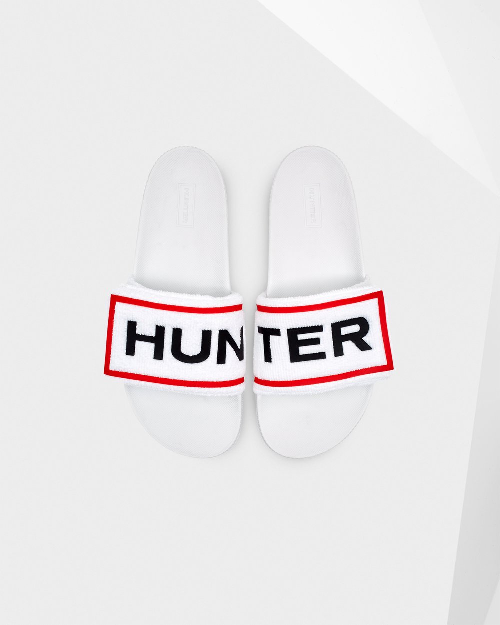 Hunter Mujer Original Terry Towelling Logo Adjustable - Chanclas Blancas - 650-EUZQPT